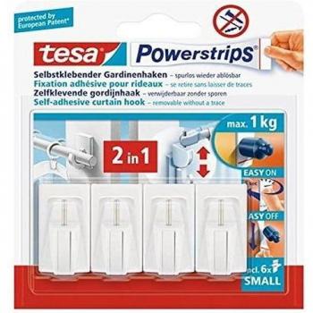 Sistema de fijación Tesa PowerStrips, plástico, Blanco, 4 Haken