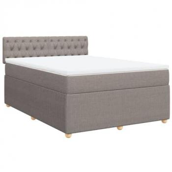 Cama box spring con colchón de Tortera 160x200 cm en tela gris taupe