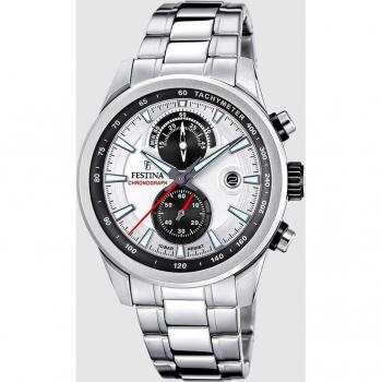 Reloj Festina Timeless Chronograph F20694/1 Plateado Correa De Acero Inoxidable 316l, Hombre
