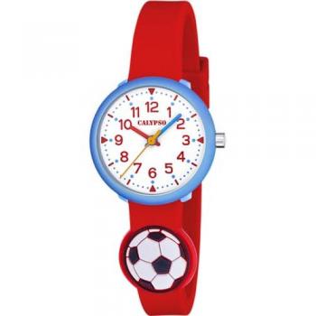 Reloj Infantil Calypso My First Watch K5845/4 Blanco Correa de Caucho Rojo Analógico Fútbol