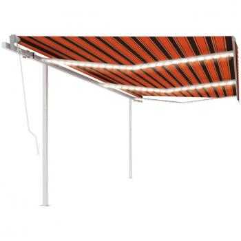 Tienda automática con sensor de viento y LED, 6x3.5 m, color naranja y marrón