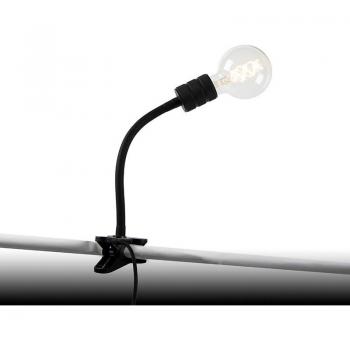 Lámpara de pinza moderna negra con brazo flexible y diseño en acero, compatible con LED, máximo 1 x 40 Watt - CAVALUX