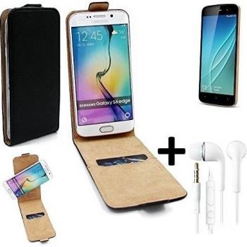 TOP SET: Caso Smartphone para Allview P6 Lite cubierta del estilo del tirón 360°, negro + Auriculares, cubierta del tirón - K-S-Trade | Funda Universal Caso Monedero cubierta del tirón Monedero Monedero