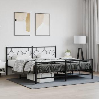 Estructura de cama cabecero y estribo metal negro 180x200 cm