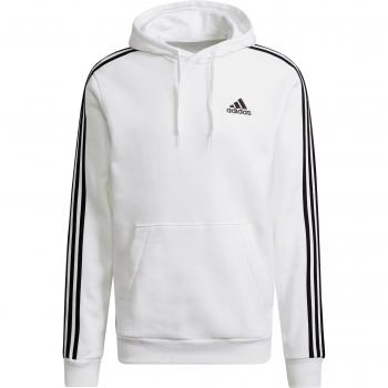 Sudadera con Capucha Adidas Essentials 3 Rayas para Hombre en Color Blanco y Negro, Talla L
