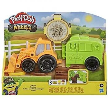 Play-Doh Wheels Tractor Farm Truck Toy for Kids 3 Years and Up with Horse Trailer Mold and 3 Cans of Non-Toxic Modeling Compound