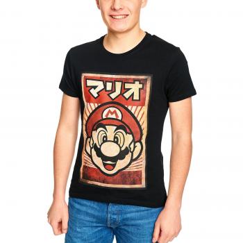 Super Mario Propaganda Mario Camiseta Negro XXL