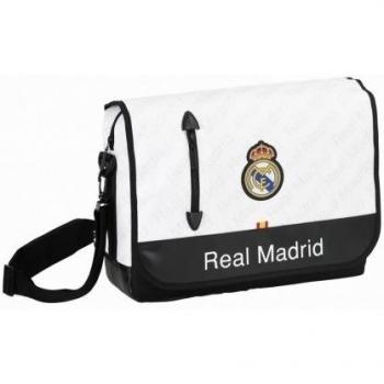 Safta Real Madrid Bandolera para Ordenador de 15.6, Color Blanco
