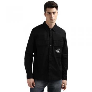 Calvin Klein Men's Black Relaxed Fit Cargo Overshirt, Size S, Autumn/Winter Collection