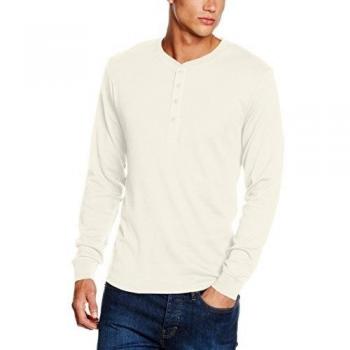 Lindbergh Solid and s. Dyed Granddad L/S, Camiseta de Manga Larga para Hombre, Weiß
