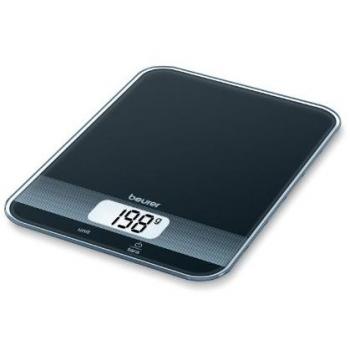 Beurer KS19 Black BALANZA Cocina 5KG Slate Pizarra Funcion Tara Pantalla LCD Aviso SOBRECARGA Precision 1GRM, Negro Brillante