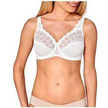 Triumph Letizia W01 Women's Underwire Bra, White, Size 95C, with Embroidered Lace Detail