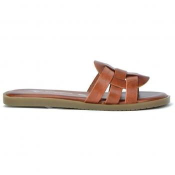Sandalias planas de mujer Kangaroos 602-20 de piel con puntera redonda