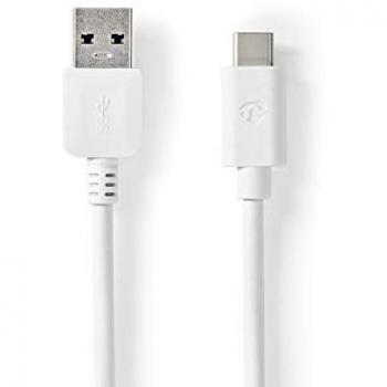 Cable USB 3.2 Gen 1 | USB-A Macho a USB Type-C Macho | 5 Gbps | Carga de 60 W | Niquelado | 2.00 m | PVC Blanco