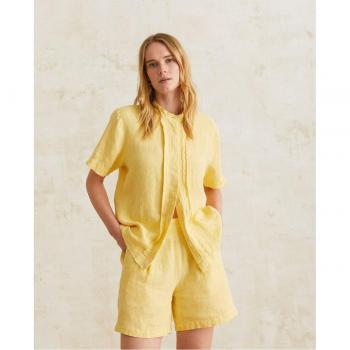 Camisa de lino con cuello mao para mujer - Yerse