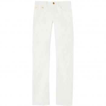 Palm Angels Women's Cotton Trousers in White | Size 27 | PWYB032R24DEN003