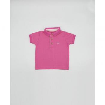 Polo de bebé niño en algodón de manga corta color rosa fresa