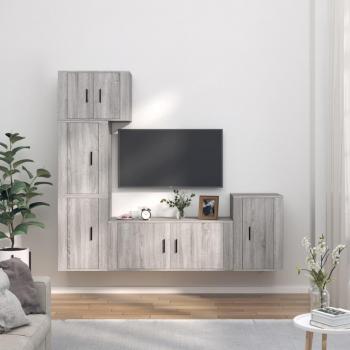 Set de muebles de TV 5 piezas madera contrachapada gris Sonoma