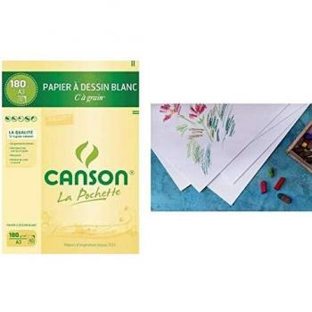 Papel de Dibujo Canson C a Grain A3 - 10 Hojas - 224 g/m² - Blanco