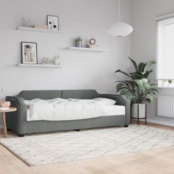 Sofá cama con colchón gris oscuro 80x200 cm en tela