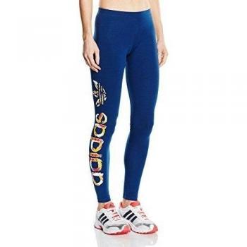adidas Linear Leggings - Mallas para mujer, color azul marino / blanco / rosa / amarillo, talla 42