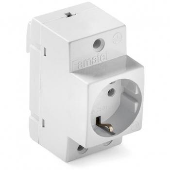 Base carril Din con toma de tierra 16A 250V FAMATEL 2501 blanco