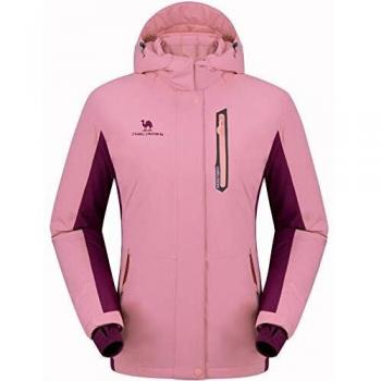 CAMEL CROWN Chaqueta Impermeable con Capucha para Mujer A Prueba de Viento Chaqueta de Esquí con Forro Polar, Jacket Invierno para Montaña Cámping Viajes Snowboard Deportes Múltiples Bolsillos