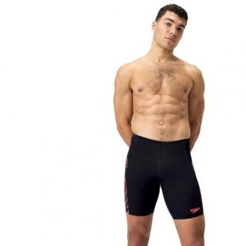 Speedo Tech Panel Jammer Bañador de Natación Hombre Negro/Rojo Talla 32