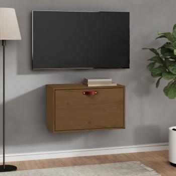 Armario de pared de madera maciza de pino en color marrón miel, dimensiones 60x30x35 cm, ideal para almacenamiento en oficina, estudio, sala de estar y dormitorio