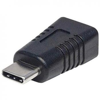 Adaptador USB-C a Mini-USB Hombre a Mujer 5 Gbps (USB 3.2 Gen1) SuperSpeed Negro con Garantía de por Vida