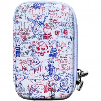 LA VOLATIL Funda Disco Duro de 2,5'' Pulgadas - Diseño Garabatos y Color Blanco