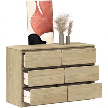 Cómoda SAUDA de madera maciza de pino color roble 111x43x73,5 cm