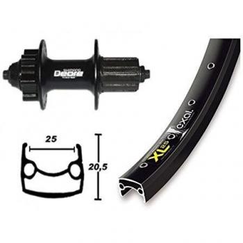 Rueda Trasera MTB 26x1.9 Deore Disc 8-11v Negra 36 Radios Niro Exal XL 25 Disk