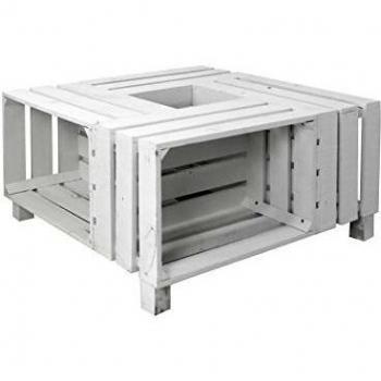 Decowood - Mesa de Centro 4 Cajas de Madera de Pino Gallego Pintado de Blanco - 75x75x32.5 cm