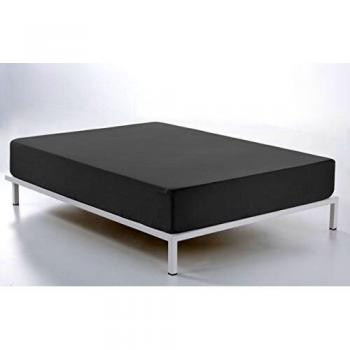 ESTELA - Sábana Bajera Ajustable Combi Color Plomo - Cama de 135/140 cm. - 50% Algodón / 50% Poliéster - 144 Hilos