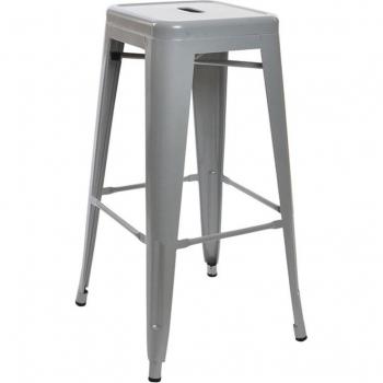 Taburete de metal estilo industrial con acabado gris - 43 x 43 x 76 cm