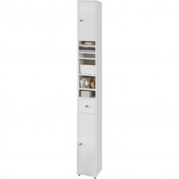 Mueble Columna de Baño SoBuy Armario Alto Estanterías con 2 Puertas y 1 Cajón Blanco 20 x 20 x 180 cm BZR34-W ES