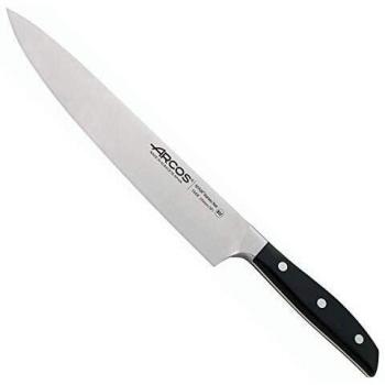 Arcos Serie Manhattan, Cuchillo Cocinero, Hoja de Acero Inoxidable Forjado Nitrum 250 mm, Mango de Polioximetileno, POM Color Negro, Filo Seda