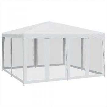 Carpa para fiestas con 8 paredes de malla HDPE blanco 4x4 m