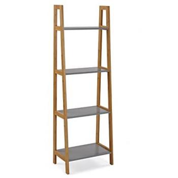 Estantería escalera gris Bily Versa, Mueble para el Baño Auxiliar con 4 estantes, Medidas (Al x l x An) 120 x 40 x 24,5 cm, Material: Madera,