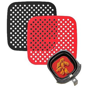 Papel de horno reutilizable de silicona para freidora de aire, 2 unidades, cuadrado, 21,2 cm, antideslizante y antiadherente