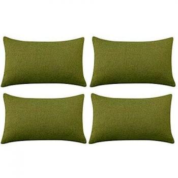 Deconovo Funda para cojin de Lino Prodector del Mueble 4 Piezas 30x50cm Verde