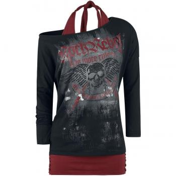 Rock Rebel by EMP Flashed Winged Skull Manga Larga Mujer Negro XXL