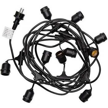 Guirnalda Conectable E27 Mafy 10 Casquillos 6m Negra