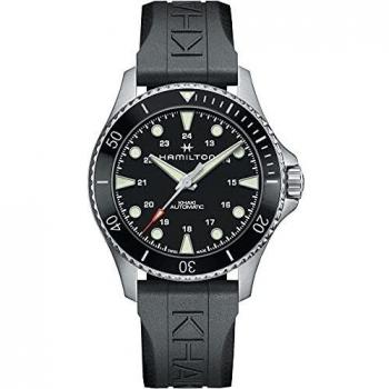 Hamilton - Reloj de hombre automático Khaki Navy Scuba de 43 mm H82515330 con correa de caucho, mostrador negro y resistencia al agua hasta 300 metros