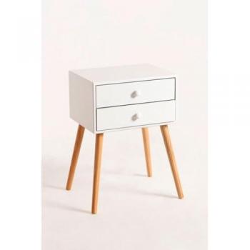 Mesita Auxiliar Olik con 2 Cajones - Color Blanco