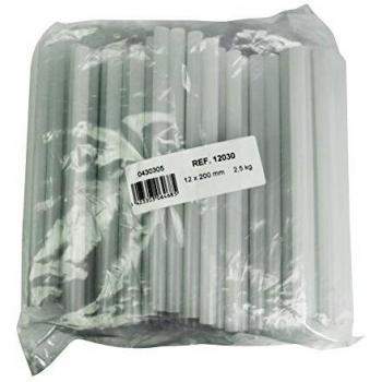 SALKI Barras de Cola Termofusible de Uso Universal - Silicona Caliente de 2,5kg, 12mm Diámetro, 200mm Largo de Color Translúcido