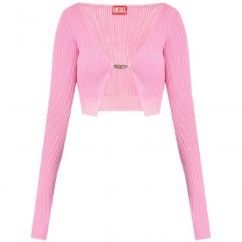Diesel Women's Cotton Cropped Cardigan in Pink | Size Medium | A148460PHAV377