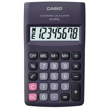 Calculadora CASIO HL-815L-BK, color Negro, 8 dígitos, tamaño portátil, pantalla LCD, diseño compacto y ligero