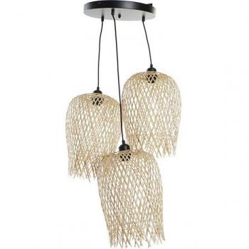 Lámpara de Techo Natural con Diseño de Bambú y Metal - Estilo Tropical